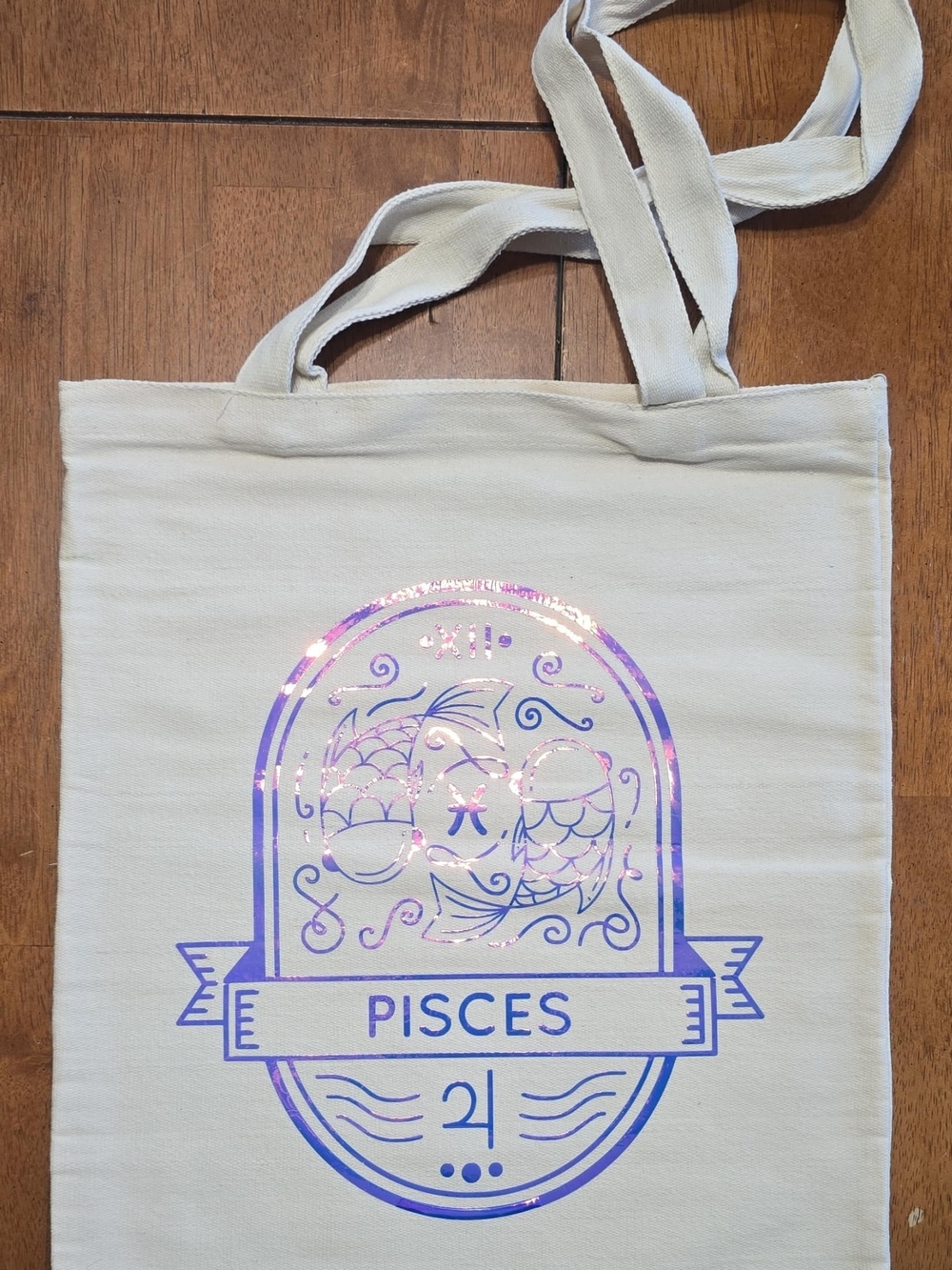 Pisces Holographic Tote Bag - Natural